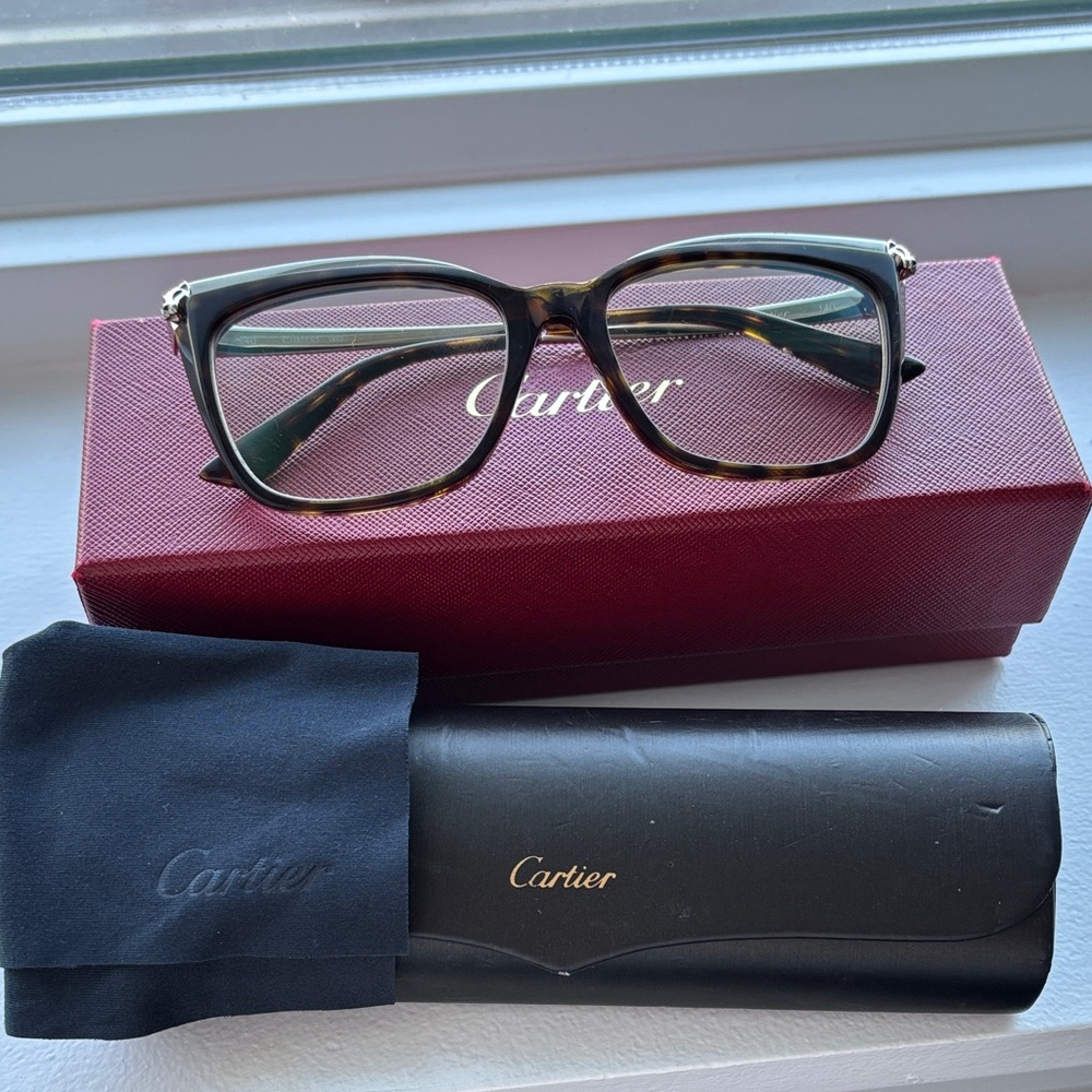 Cartier Tortoise and Sliver Eyewear